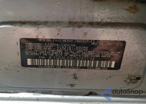 2012 Subaru Impreza Sport Premium из США, поврежденный, VIN JF1GPAL6XCH247134